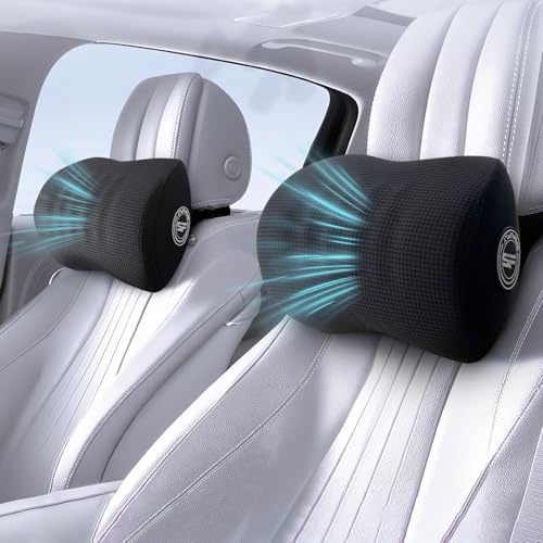 Super Useful Car Headrest Pillow, Car Pillow for Driving with Adjustable Strap, 100% Memory Foam Neck Pillow, Ergonomic Design - Car Neck Pillow(Black, 2 Pack) - color: Pack of 2/Black 3d Mesh