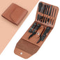 Teamkio 12pcs Manicure Set Pedicure Nail Clippers Set Travel Hygiene Kit Stainless Steel Professional Cutter Care Set Scissor Tweezers Knife Ear Pick Tools Grooming Kits with Leather Case - color: Brown-12pcs