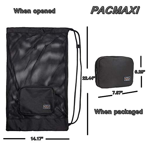 PACMAXI Snorkel Gear Bag Mesh Drawstring Backpack, Lightweight Snorkeling Equipment Bag for Mask, Snorkel, Goggles, Towel, Swim Gear – Breathable Beach Mesh Storage Bag