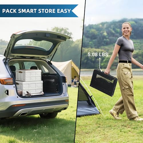 LOFTEY Small Folding Grill Table, Portable Picnic Table for Camping Outdoor Cooking BBQ, 3 Heights Adjustable Grill Stand with Mesh Bag, Easy for Storage, 23.6" L* 15.75" W * 27.7" H, Black