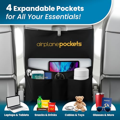 Airplane Pockets - Airplane Accessories - Plane Travel Essentials - Travel Organizer - Seat Storage Organizer - Air Travel Essentials - Seatback Organizer - International Travel Accessories Must Haves