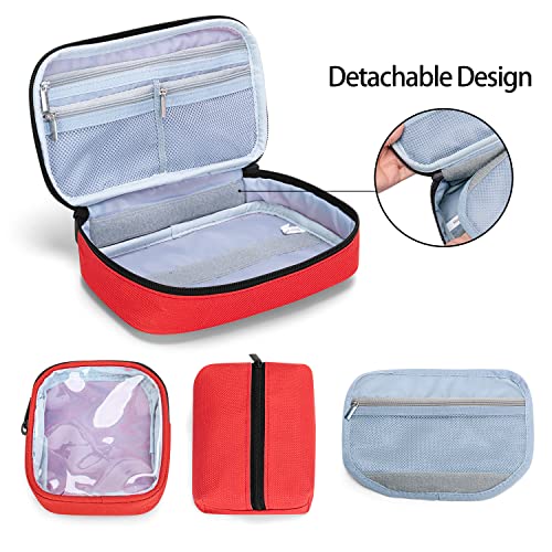 CURMIO Diabetic Supplies Bag for Glucose Meter, Medication, Insulin Pens and Other Diabetes Care Supplies, Diabetes Travel Organizer Case with Detachable Pouches, Red (Bag Only) - color: Red