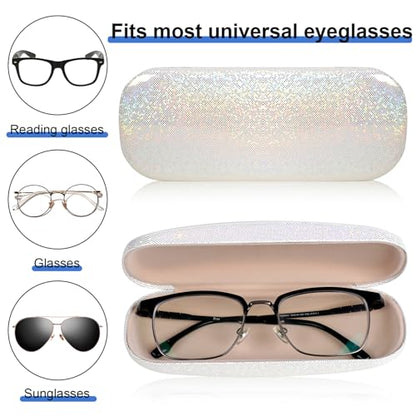 Joyberg Glasses Case, 2 Pack Eyeglass Case with Cleaning Cloth, Glasses Case Hard Shell Fits Most Glasses - color: Bright White