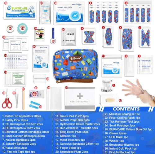 Portable Travel First Aid Kit for Kids and Adults, 143 Pieces All-Purpose Emergency First Aid Kit for Home, Car, Diaper Bag, Survival, Camping, Hiking, and More - color: Multicolored