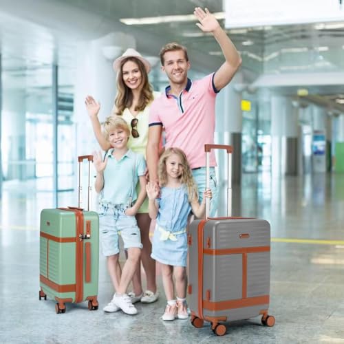 Lumesner 5 Piece Luggage Sets with Travel Backpack, 20" Carry On Hardside Spinner Suitcases, TSA Lock, Durable PC (Green, 5 piece set (20inch)) - color: Green(20inch-5piece Set)