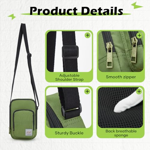 SEAFEW Mini Crossbody Bag Shoulder Bag for Men, Small Messenger Satchel Bag for Women - color: Green - Sling