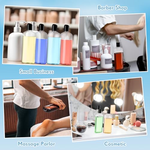 Domensi 24 Pcs Plastic Bottle Squeeze Containers with Disc Cap Travel Bottles Reusable Empty Toiletries Shampoo Containers Refillable Travel bottles for Shampoo Lotions (10oz,Black) - color: Black, size: 10oz