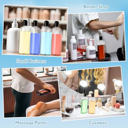 Domensi 24 Pcs Plastic Bottle Squeeze Containers with Disc Cap Travel Bottles Reusable Empty Toiletries Shampoo Containers Refillable Travel bottles for Shampoo Lotions (10oz,Black) - color: Black, size: 10oz