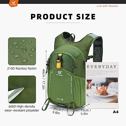 SKYSPER Small Hiking Backpack - 15L Travel Daypack Lightweight Bag Water Resistant Hiking Backpacks for Women Men - color: Lantc15-armygreen, size: Small