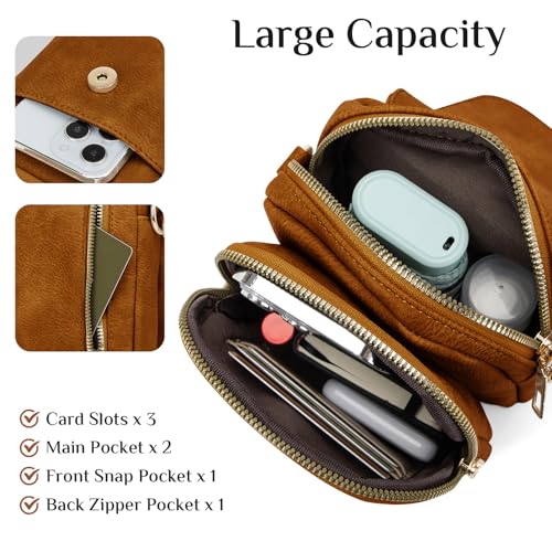 Fashion Small Crossbody Bags for Women Trendy Designer Cell Phone Purses Wallets with Card Holder Anti Theft Travel - color: Brown
