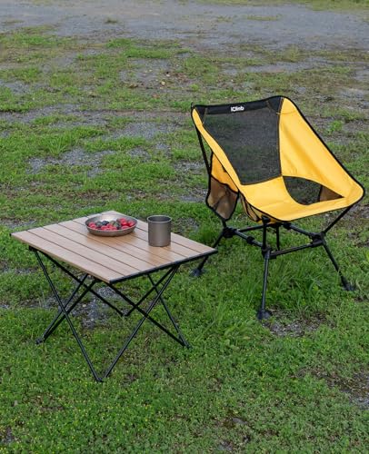 iClimb Ultralight Compact Camping Folding Table with Carry Bag (Nature - L) - color: Nature, size: Large