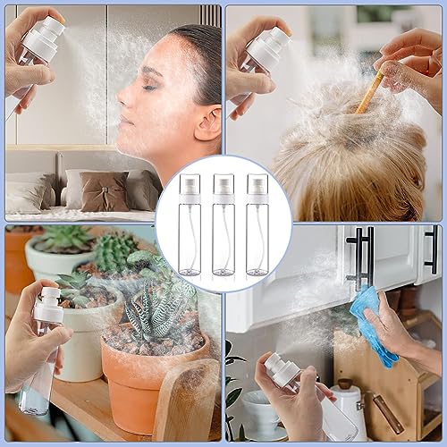 Cosywell Fine Mist Spray Bottles TSA Approved 3.4oz/100ml 3 Pack Leak Proof Travel Size Bottles Refillable Plastic Hair Spray Bottle for Perfume Skincare Toners Water Cosmetics (3Clear)