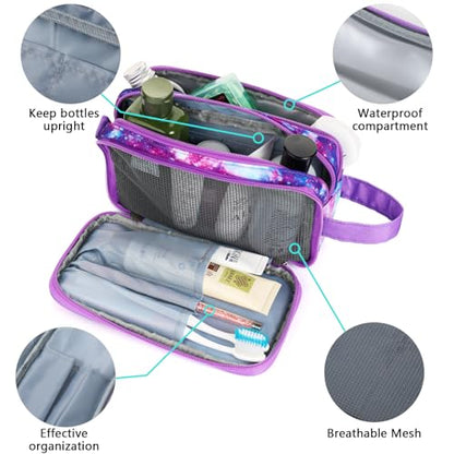 Galaxy-Purple Travel Toiletry Bag, Waterproof Hanging Wash Bag Toiletries for Girls, Kid - color: Galaxy-Purple