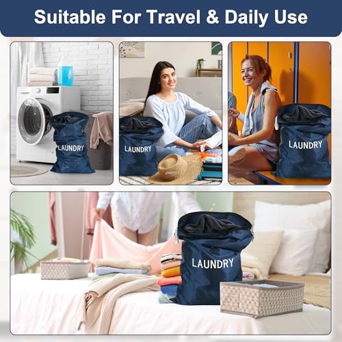 4Pcs Travel Laundry Bags, Dirty Clothes Travel Bag, Waterproof Wet Bags with Zips, Reusable Wet Dry Bag for Swimming Yoga Dance Clothes (Blue) - color: Blue