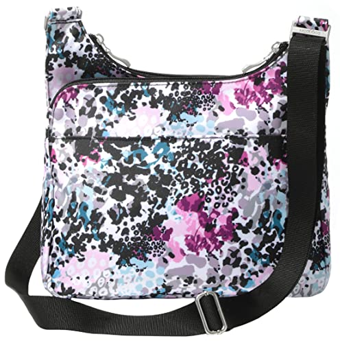 Baggallini Crossbody Travel Bag 11x8.5 Lightweight Water-resistant Nylon Handbag - color: Abstract Cheetah