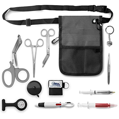 ASA TECHMED Nurse Utility Belt – Complete Medical Belt Utility Kit, Pro Pack Pocket Organizer Pouch Hip Bag for EMT, CNA, NP, PA, Student, Gray - color: Gray
