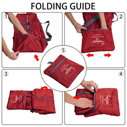 iFARADAY Foldable Duffle Bag 30 inch 75L Large Lightweight Luggage Bag for Travel Camping Storage-Red - color: Red-75L(with shoulder strap)
