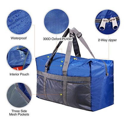 REDCAMP Foldable Travel Bag, Large Sports Bag, 75L/96L/100L, Lightweight Waterproof Tote Bag - color: Dark Blue 75L