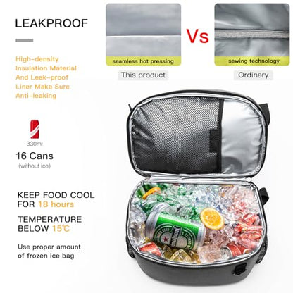 TUGUAN Insulated Cooler Backpack 38 Cans Double Deck Leakproof Lightweight Soft Lunch Backpack Small Cooler Bag Beach Picnic - color: 8901-gray
