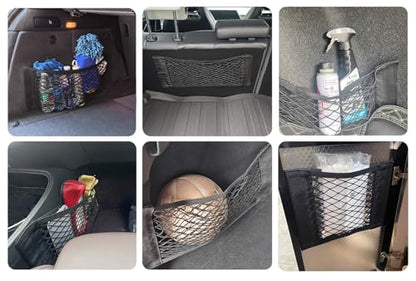 2pcs Cargo Net Car Storage Net - Stretchable Mesh Pocket Net Magic Tape Universal Mesh Car Accessories Interior Organizer (L) - size: L-19.68 x 9.8Inch(50 x 25cm)