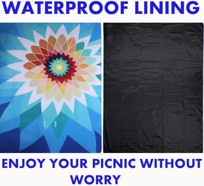scuddles 60" x 80" Extra Large Outdoor Picnic Blanket – Waterproof, Foldable Travel Mat for Beach, Camping, Grass, Lawn, Park – Dual Layer, Sand-Free, Soft Throw Rug Fits 4 Adults, Summer Accessories