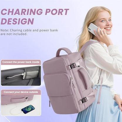 Sinaliy Travel laptop Backpack for Women, Personal Item Size Flight Approved, 16 Inch Laptop Bag with Multi-Pockets, College Computer Bag, Waterproof Carry On Backpack Casual Daypack Backpack - color: Purple, size: Large