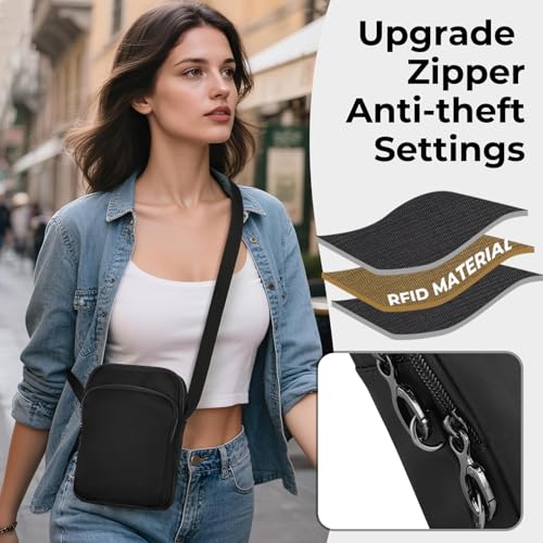 Crossbody Sling Bag Mini Anti Theft for Men, Small Shoulder Bags with Zipper Lock RFID Travel Purse