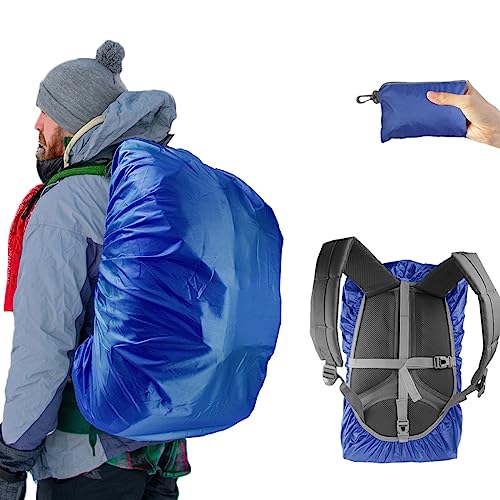 Frelaxy Waterproof Backpack Rain Cover, 10000mm Waterproof Level, Upgraded Ultra-Strong Multilayer Structure, Antislip Cross Buckle Strap, Ultralight Compact Portable, for Hiking, Camping, Traveling - color: Blue, size: L (For 35L-50L backpack)