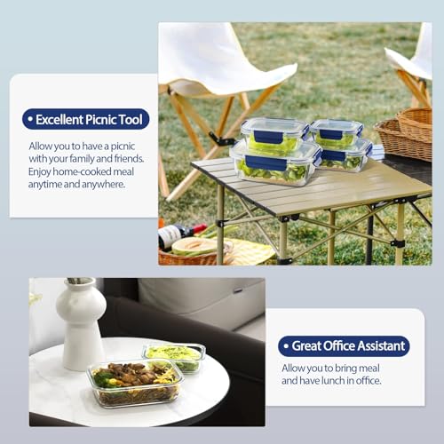 coccot Glass Food Storage Containers with Lids Airtight, [10 Pack] Glass Meal Prep Containers, Storage Container Set with Bpa-free Lid for Food, Lunch Bento Box - color: Blue