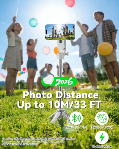 CloudValley Magnetic Selfie Stick & Mini Tripod, 360° Rotation Extendable Handheld Stabilizer/Camera Grip with Remote, 5 in 1 Portable Phone Stand for iPhone/Android, Travel Vlog, Live Stream, White - color: White