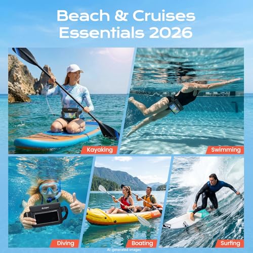 2 Pack Waterproof Fanny Pack for Woman Man, IPX8 Swimming Dry Belt Bag, Passport Wallet Phone Pouch Double Space, Elastic Waistband, Beach Cruise Vacation Essentials - color: Black+Green