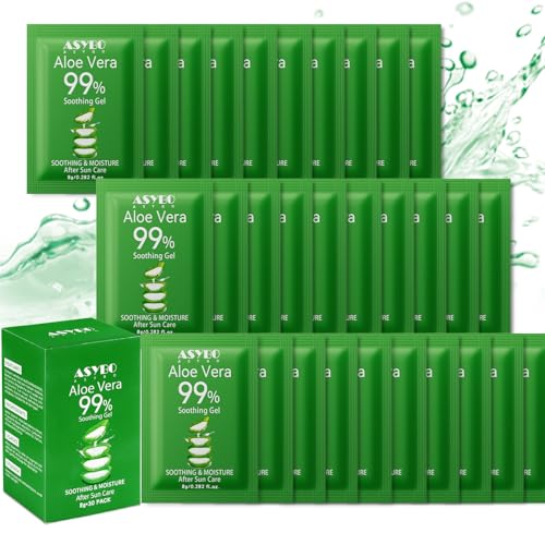 30 Pack Natural Aloe Vera Gel -99% Pure Moisturizing Aloe Vera, Soothing and Hydrating, Sunburn and Scar Repair, Portable Travel Size, After Sun Care for Face Body Hair