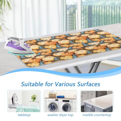 Cute Pumpkin Halloween Ironing Mat for Table top Portable Ironing Pad Blanket for Washer Dryer Countertop Travel - color: Cute Pumpkin Halloween