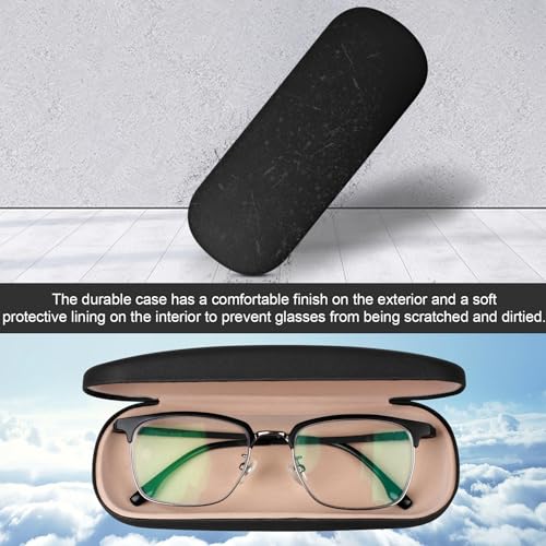Joyberg Glasses Case, 2 Pack Eyeglass Case with Cleaning Cloth, Glasses Case Hard Shell Fits Most Glasses - color: Black