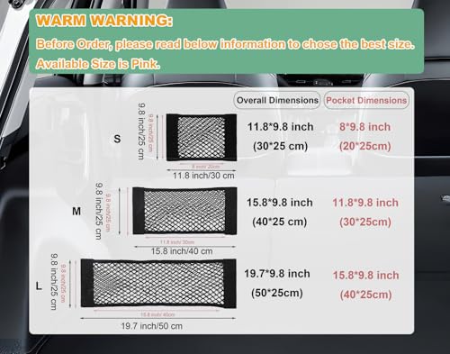 2pcs Cargo Net Car Storage Net - Stretchable Mesh Pocket Net Magic Tape Universal Mesh Car Accessories Interior Organizer (L) - size: L-19.68 x 9.8Inch(50 x 25cm)
