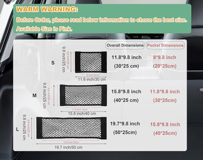 2pcs Cargo Net Car Storage Net - Stretchable Mesh Pocket Net Magic Tape Universal Mesh Car Accessories Interior Organizer (L) - size: L-19.68 x 9.8Inch(50 x 25cm)