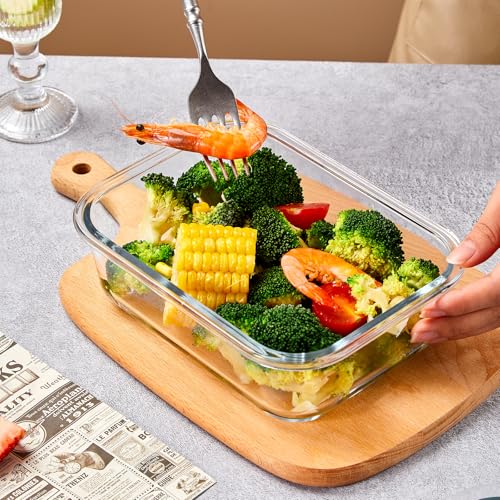 Liuruiyu 10 Pack Glass Food Storage Containers with Lids, Meal Prep Containers, Airtight Bento Boxes with Leak Proof Locking for Microwave, Oven, Freezer and Dishwasher, BPA Free - color: 10 Pack-(12.5&35.8oz)