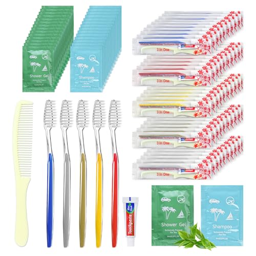 Bulk Hygiene Kits for Homeless,Disposable Toothbrushes with Toothpaste and Comb for Homeless Individually Wrapped，Basic Toiletry Kits Travel Size Shampoo And Body Wash For Hotel,Air Bnb Charity(20) - size: 1 Count (Pack of 20)