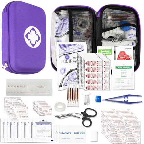 Small-Waterproof Car First-Aid Kit Emergency-Kit - Purple 273Piece Camping Equipment for Camping Hiking Home Travel YIDERBO - style: Purple-273Pcs