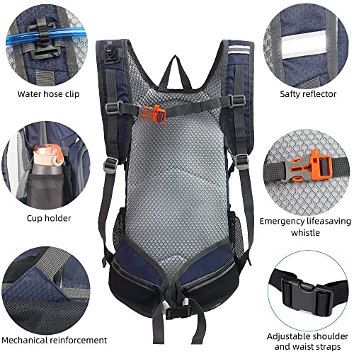 Hiking Daypack Waterproof Biking Backpack 15L Lightweight Durable Backpack for Ski Snowboarding Running MTB Cycling - color: Navy