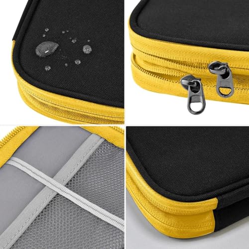 ZINMARK Portable Cable Organizer Case,Travel Pouch with Double-Layer Storage for Cables,Chargers,Earbuds & Phone,Black Yellow– Small Size - color: Black Yellow