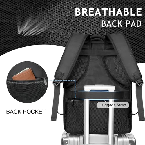 MATEIN Extra Large 45L Travel Laptop Backpack, Airline Approved Carry on Backpack with Shoe Compartment, Water Resistant Luggage College Overnight Weekender Travel Bag Fit 18" Laptop, Black - color: Black, size: XX-Large