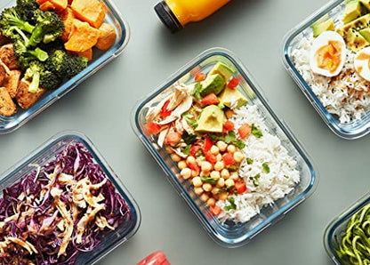 M MCIRCO [5-Packs, 36 Oz Glass Meal Prep Containers with Snap Locking Lids Glass Food Containers,Airtight Lunch Container,Microwave, Oven, Freezer and Dishwasher (4.5 Cup) - color: Gray