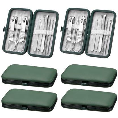 Hanaive 6 Set Manicure Set 48 Pcs Nail Clippers Pedicure Kit Gift for Fathers Day 8 in 1 Stainless Steel Grooming Kit Professional Nail Care Tools with Luxurious Travel Case for Men Women - color: Green