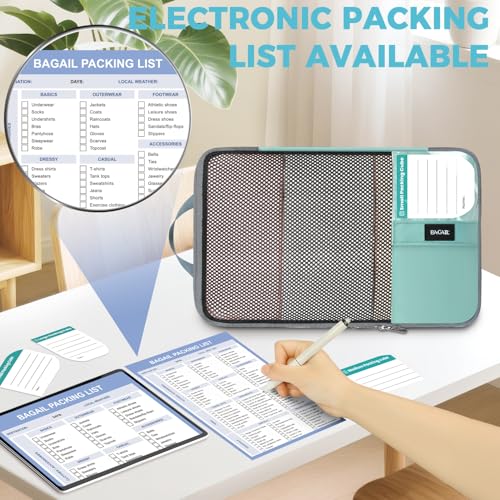 BAGAIL 4 Set/6 Set/8 Set Compression Packing Cubes Travel Accessories Expandable Packing Organizers(HalfMesh,8-DustyBlue) - color: 8-Dusty Blue, style: Half Mesh