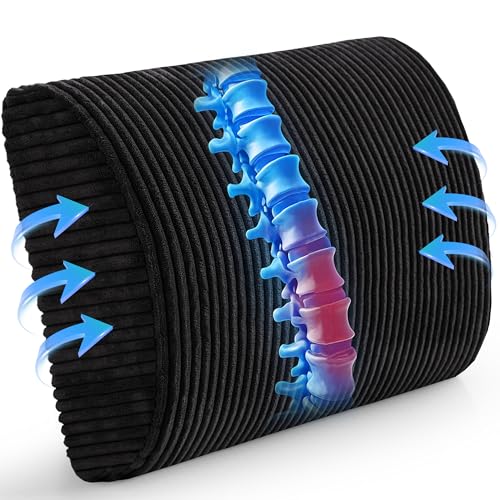 Lumbar Support Pillow for Recliner Chair/Accent Chair/Couch, Extra Large Memory Foam Back Support Cushion for Elderly, Recliner Cushions for Back Rest, Pain Relief, Reading, Washable Cover, Black - color: Black, size: 20"x16"x5.5"