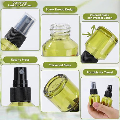 Segbeauty 6pcs 0.5oz Empty Small Travel Spray Bottle for Hair, Refillable Mini Glass Spray Bottles for Perfume, 15ml Green Fine Mist Atomizer Cologne Travel Bottle Sprayer, Liquid Containers Bottles - size: 0.5 fl oz