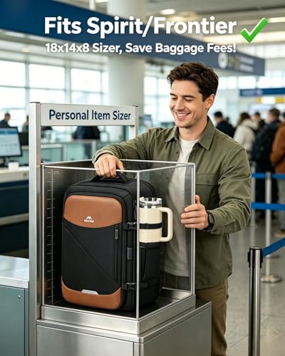 MATEIN Personal Item Travel Backpack 18x14x8, Spirit Frontier Airlines Size | Fits 17 Inch Laptop, Underseat Backpack for Airplanes, TSA-friendly, Water Resistant, USB C Port, Luggage with Tracker Pocket