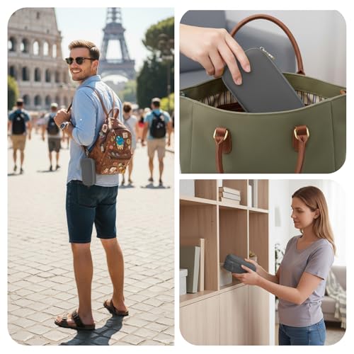 Double Eyeglasses Case,Hard Shell Glasses Case Travel Sunglasses Organizer with Adjustable Slot & Clip for Men Women - color: Grey