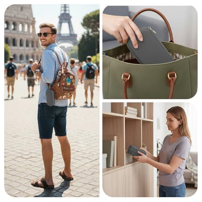 Double Eyeglasses Case,Hard Shell Glasses Case Travel Sunglasses Organizer with Adjustable Slot & Clip for Men Women - color: Grey